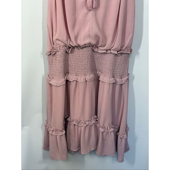 In the beginning Los Angeles pink chiffon tiered dress size Small - Picture 5 of 9